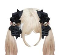 Vdaxvme Delicate Bow Gothic Heart Side Clip Hair Clip with Sweet GirlsRibbon Bow Style Dark Balletcore