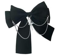 Vdaxvme Delicate Bow Gothic Style Side Clip Bow Hair Clip with Chains Sweet Girls Bow Style Dark Balletcore