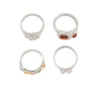 [Vdaxvme] Elegant Geometric Gemstone Ring Set with Light Gold Tone Decoration for Daily Wear or Evening Event