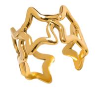 Vdaxvme Five-pointed Star Cut-Out Design, Stainless Steel Rings, Pentagrams in Flexible Size, Stacking, Carry, Hollow Star Cut-Out, As described