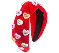 Vdaxvme Glitter Valentines Day Headband for Woman Wide Brim Headbands with Resin Heart Embellished for Girls Makeup Shopping