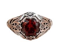Vdaxvme Gothic Jewelry Red Gemstone Statement Rings for Both Gender Vintage Inspired Design Lightweight Alloy Band Size 7 Gothic Punk Wedding Band for Couples