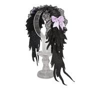 Vdaxvme Gothic Punk Wings Headband with Adjustable Lace Bow for Women Teenager Cosplay & Daily Dark Accessories Role Play Angel Wings Headband