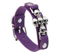 Vdaxvme Gothic Skull Head Wristband For Women Men PU Leather Punk Rock Accessory Stackable Jewelry For Stylish Looks Statement Punk Rock