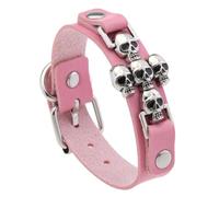 Vdaxvme Gothic Skull Head Wristband For Women Men PU Leather Punk Rock Accessory Stackable Jewelry For Stylish Looks Statement Punk Rock