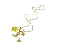 [Vdaxvme] Grape or Blueberry Shell Pendant and Imitation Pearls Women's Trendy Necklace Stainless Steel Texture Elegant Jewelry