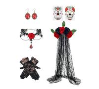 Vdaxvme Halloween Day Of The Deads Costumes Flower Headbands Gloves Flower Choker Earrings Dias Des Los Muerto Women Costumes Day Of The Deads Costume