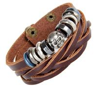 Vdaxvme Leather Wristband Hand Jewelry Wrist Jewelry Skull Theme Multilayer Strap For Woman Man Men Skull