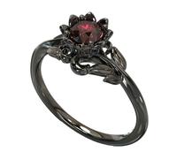 [Vdaxvme] Multipurpose Skull Gothic Ring Retro Black Gold Heart Love Crystal Zirconia Accessories Christmas Valentine's Day