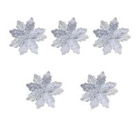 Vdaxvme Pack Of 5 Glittering Poinsettias Flower Christmas Tree Decorations Shimmering Florals Ornament For Holiday Festivities Gold Christmas Tree Flowers