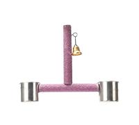 Vdaxvme Parrots Bird Stand Cage Training Perch Portable Parrot Standing Perchs with 2 Feeding Cups for Small Parrots