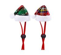 Vdaxvme Plaided Pet Santa Hat Christmas Costume Headwear for Dog Cats Festival Props Santa Caps Pet Cosplay Accessories 2PCS