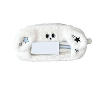 Vdaxvme Plush Pen Bag Cartoon Dog Pencil Bag Soft Animal Pencil Case Large Capacity Pencil Pouches with Clear Window