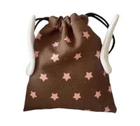 Vdaxvme Plush Wing Cosmetic Bag Drawstring Star Pattern Makeup Gift Multifunctional Storage Portable Storage Cosmetic Star Pattern Makeup Drawstring, Coffee, Mass Beauty