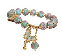 Vdaxvme Practical Glass Bead Butterfly Pendant Featuring Rose Charm Suitable for Fashion Statement and Comfortable Wear Women Accessory