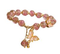 Vdaxvme Practical Glass Bead Butterfly Pendant Featuring Rose Charm Suitable for Fashion Statement and Comfortable Wear Women Accessory