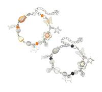 Vdaxvme Punk Bracelet Hollow Out Star Moon Charm Beads Adjustable Chain Alloy Structure for Daily Fashion Accessory, one size, As described