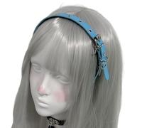 [Vdaxvme] Punk Grommet Cross Design Leather Headband for Women Cosplay 2000s Fashion Unisex Gothic Punk Hair Accessories