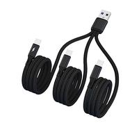 Vdaxvme Quick Charging USB to 3X Cable Cord 5V Power Output 3-in-1 Nylon Braided Laptop Wire Black/Red
