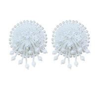 Vdaxvme Reusable Pearl Self Adhesive Silicone Nipple Cover Pasties Pearl Bras Sticker Cover Pads With Fringed Nipple White