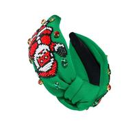 [Vdaxvme] Rhinestone Embroidery Hair Hoop Playfulness Santa Headpiece Women Hair Band Festive Occasion