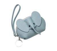 Vdaxvme Robust Genuine Leather Card Holder Elephant Design Wallet with Zip for Women Card Organiser Elephant Design, Flax Blue, standard size