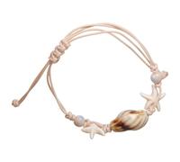 Vdaxvme Sea Theme Ceramic Starfish Shell Braided Bracelet, Lightweight Hand Chains Jewellery for Women, Party, Everyday Wear, Beach Accessory, Woven Hand Chain, one size, As described