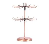 Vdaxvme Space Saving Jewellery Stand with Hooks, 2 Layers Rotating Necklaces and Bracelet Organiser, Accessories, Display Case, Brass Necklace Stand, one size, As described