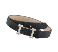 [Vdaxvme] Sparkly Crystal Embellished Waist Belt PU Leather Comfortable Press Buckle Waistband Perfect for Formal Casual Occasions Party Belts for Women, Black, 110