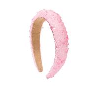 Vdaxvme Stone Embellished Padded Headband Decorative Wide Hair Accessory with Fabric Lined Inner Fit for Daily Outfit Styling Wide Padded Hair Headband with Beaded Stone Embellishment