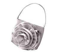 Vdaxvme Stylish Floral Handbag, Floral Evening Bag, Shoulder Bag for Bride and Bridesmaids at Weddings and Prom Occasions, silver