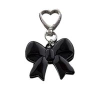 [Vdaxvme] Sweet Bow Keychain Car Chain Bowknot Keyring Bag Charm Handbag Charm Lovely Heart Keychain Phone Key Ring Sweet Bowes Keychain Pendant Bowknot Chain Bag, Black