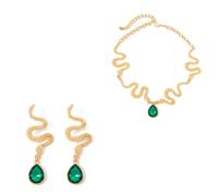 Vdaxvme Trendy 3D Snake Shaped Earrings Necklace Accessories with Rhinestones Charm Unisex Gothic Jewelry Accessory Trendy Snake Jewelry
