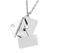 [Vdaxvme] Valentine's Day Love I Secret Hidden Message Pendant Necklace Stainless Steel Open Photo Frame Envelope Necklace