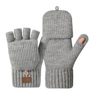 Vdaxvme Women's Thermal Half Finger Gloves Windproof Winter Design with Double Fleece Lining for Extreme Cold Stylish Cold-Resistant Gloves