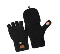 Vdaxvme Women's Thermal Half Finger Gloves Windproof Winter Design with Double Fleece Lining for Extreme Cold Stylish Cold-Resistant Gloves