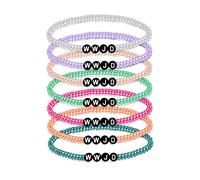 Vdaxvme WWJD Elastic Bracelets Stretch Beads Religious Colourful "What Would Do" Resin Material WWJD Pack of 7, one size, As described