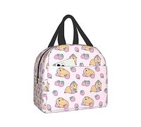 Vdcucc Pink Guinea Pig And Strawberry Lunch Box Reusable Lunch Bag Food Container For Women Men Adults Work Travel Picnic