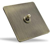 VDCVADKYE 1-4 Gang 2 Way 86 Type Bronze Antique Toggle Light Switch, Solid Brass, Double Control, Screw Terminals