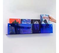 VDCVADKYE Acrylic Magazine Holder， Clear Acrylic Magazine Rack Wall Mounted Brochure Display Stand(Blue,60cm(23 5/8"))