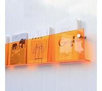 VDCVADKYE Acrylic Magazine Holder， Clear Acrylic Magazine Rack Wall Mounted Brochure Display Stand(Orange,80cm(31 1/2"))
