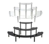 VDCVADKYE Acrylic Riser Shelf, 3-Tier Semicircular Acrylic Display Stand Multiple Colors(Transparent)