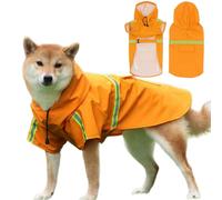 VDCVADKYE Dog Raincoat,Pet Rain Coat, Large Dog Raincoats with Hood Waterproof Lightweight Dog Rain Coat Poncho Adjustable Reflective Dog Rain(Orange,M)