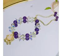 VDCVADKYE Wristband accessories, bracelets， 8mm Red Agate Amethyst Crystal Gilded Copper Adjustable Bracelet Rabbit Charm Lock Pendant