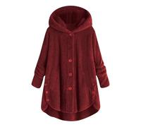 VDDTAGAM Black Coat Women Fleece Lined Jacket Women Coat For Women Fleece Cardigans For Women Red Jacket Women Chamarras Para Mujer Fuzzy Jacket Winter Jackets Women'S Winter Jacket Wo(Wine,4XL)