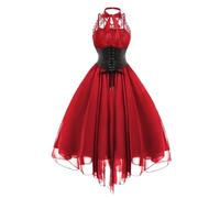 VDDTAGAM Black Dress Halloween Mother Gothel Costume Black Costume Dress Purple Renaissance Dress Halloween Costumes Woman Women Fairy Costume Plus Size Halloween Costumes Hollowing Co(Red,M)