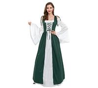 VDDTAGAM Green Renaissance Dress Women Women Costumes for Halloween Women Fairy Costume Hocus Pocus Costume Renaissance Dress Adult Witch Costume Women Medieval Costume White Dress Cos(Dark Green,L)
