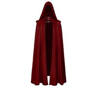 VDDTAGAM Halloween Costume Grim Reaper Cloak Hooded Cloak Men Green Cloak Wizard Costume Black Cloak Halloween Costumes Men Grim Reaper Costume Adult Men Halloween Costumes For Men Scr(Red,M)