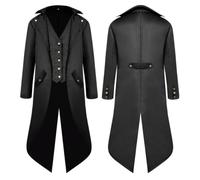 VDDTAGAM Halloween Trench Coat Men's Billy Butcherson Costume - Black Trench Coat Victorian Dress (Black, 4XL)
