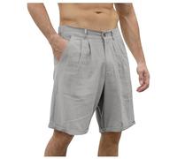 VDDTAGAM Mens Linen Shorts Summer Casual Chino Short Pants Elastic Waist Drawstring Summer Beach Shorts (Gray,XXL) VDD162